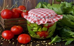 Amazing-tasting recipes for tomatoes with celery for the winter