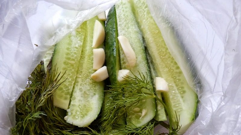How to cook lightly salted cucumbers in a bag quickly and tasty