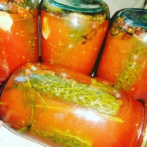 How to deliciously cook pickled cucumbers for the winter in tomato juice: the best recipes