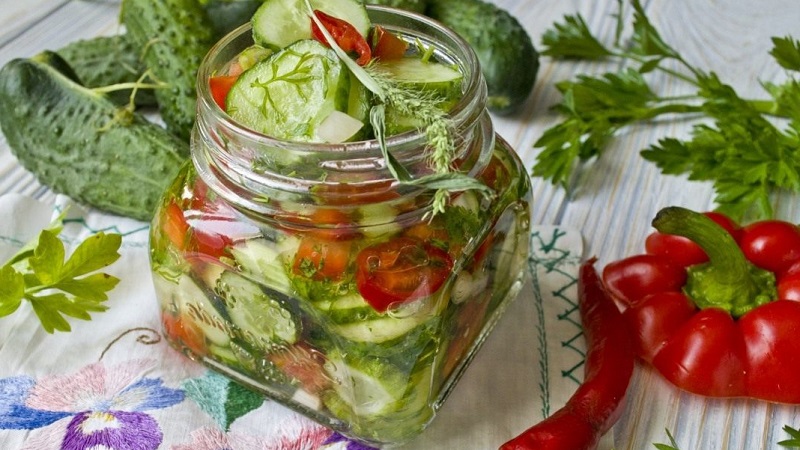 How to cook pickled cucumbers with bell peppers for the winter