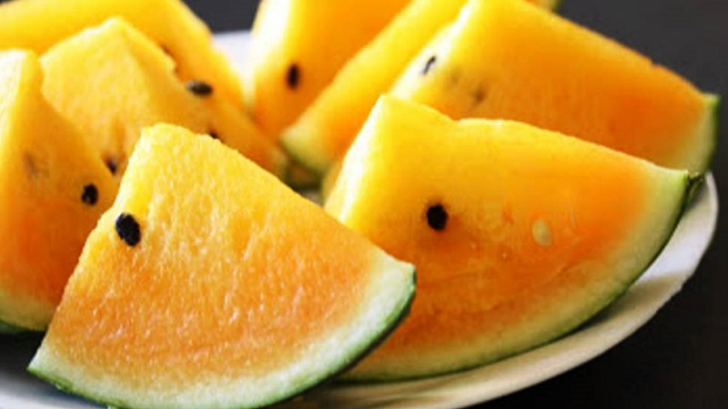 Description and characteristics of yellow watermelons
