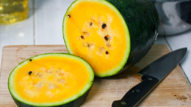 Description and characteristics of yellow watermelons
