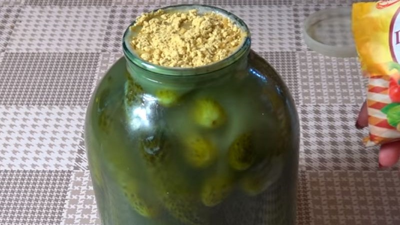 The most delicious recipe for the winter: pickled cucumbers with mustard in a jar