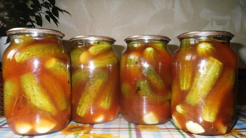 Awesome recipes for cucumbers for the winter with chili ketchup in liter jars