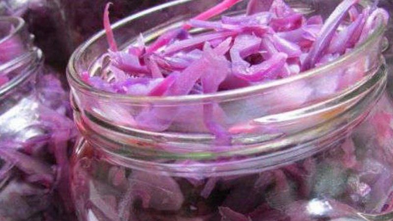 A selection of very tasty recipes for red cabbage for the winter in a jar