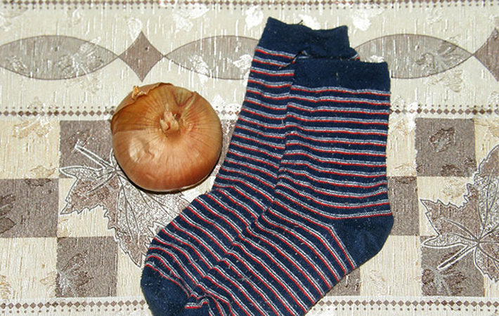 Using onions in socks for medicinal purposes